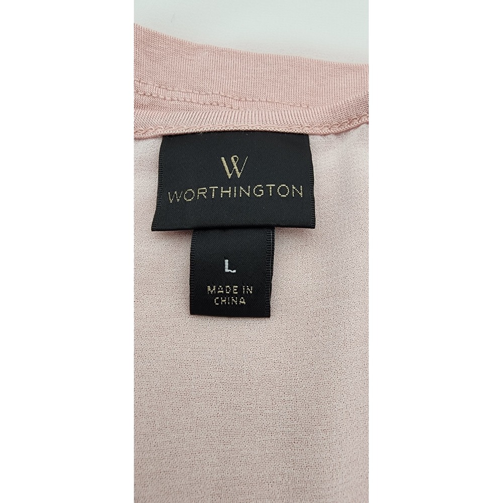 Worthington Tank Top Womens Large Soft Pink Double Layer Chiffon Sharkbite Hem - Picture 3 of 9